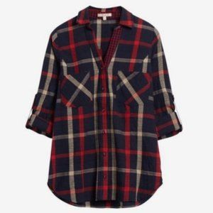 Skies Are Blue Plaid Flannel Button-Up Shirt M